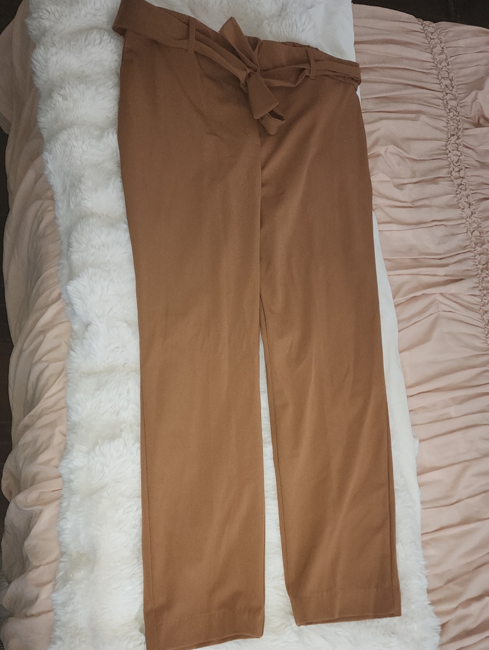 Jules & Leopold Camel Paperbag Waist Trousers with Self-Tie
